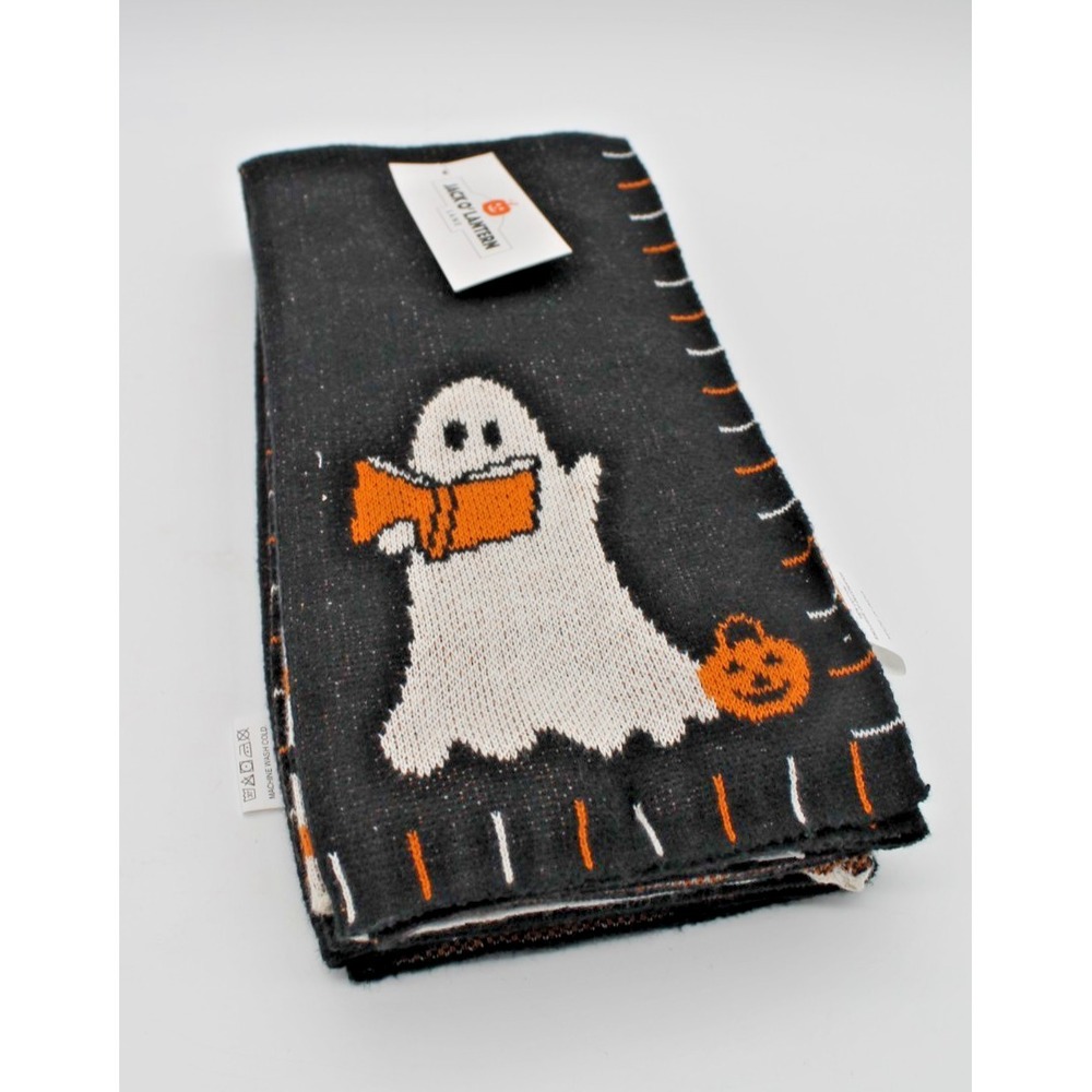 Jack O Lantern Lane Halloween Kitchen Towels 3 Pack Ghost Book Reading Orange